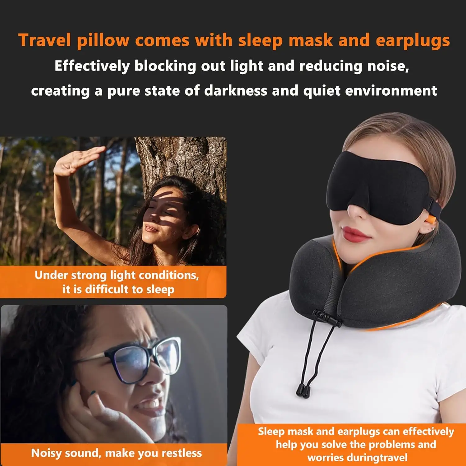 MLVOC Travel Pillow 100 percent Pure Memory Foam Neck Pillow - 71rYDj3jIeL._AC_SL1500_